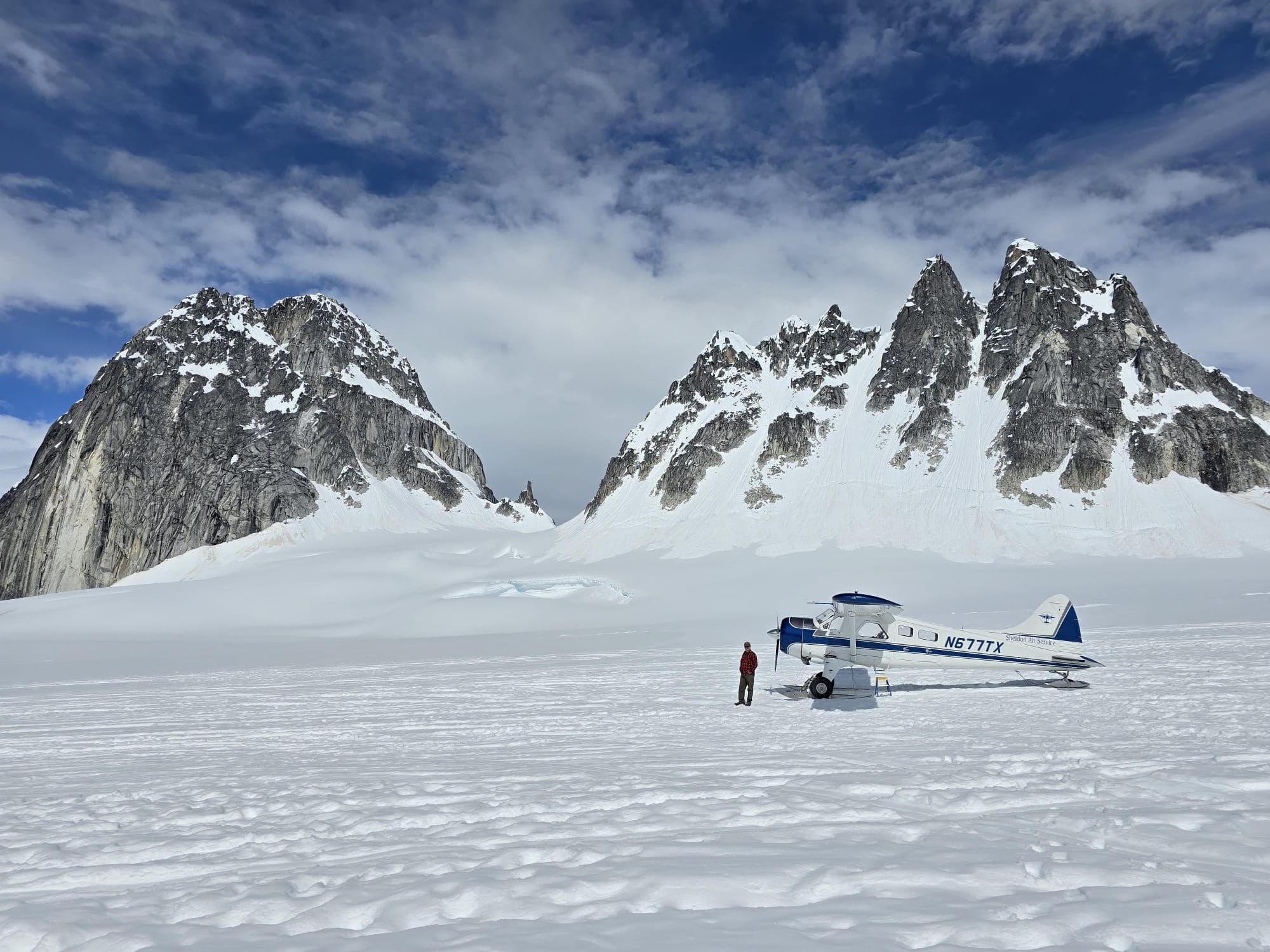 Plane landed in a snow strip in Denali National Park Glacier