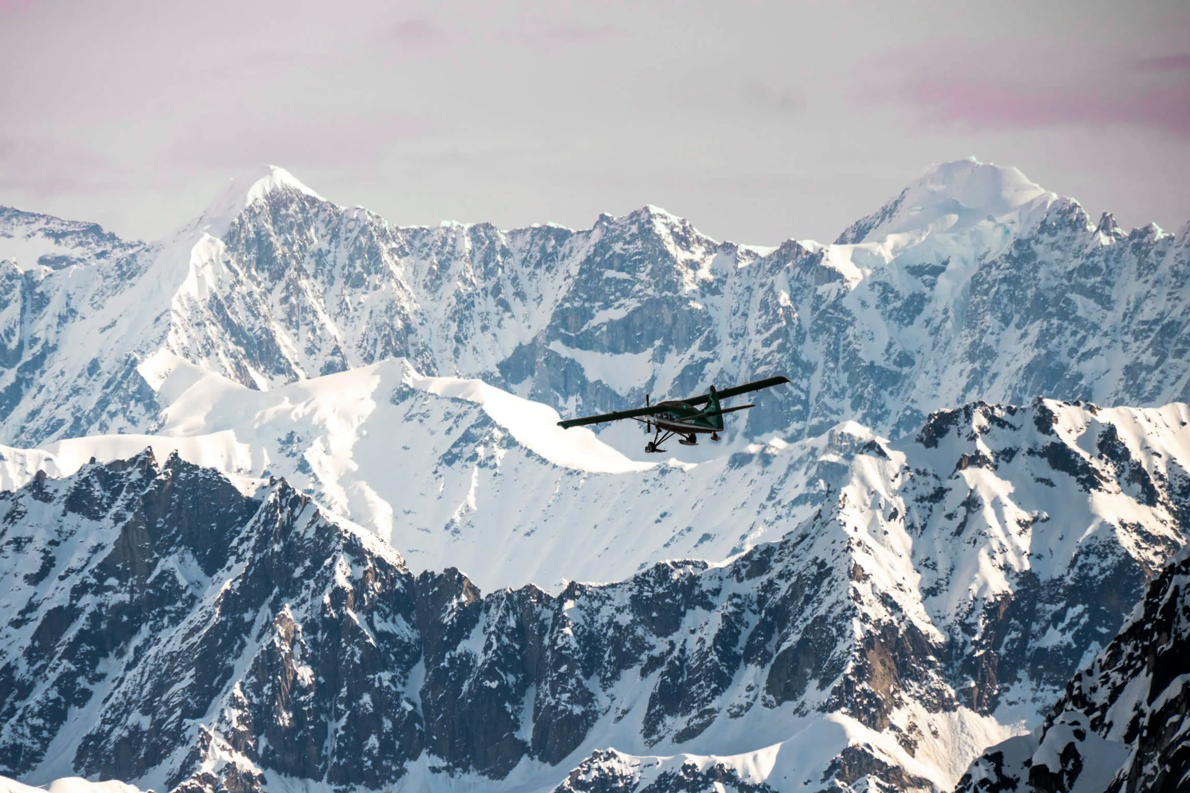 Plane over Denali National Park on a Ski Touring Expedition