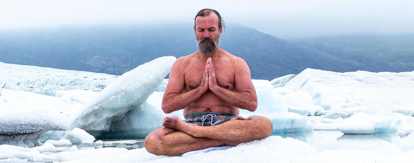 Wim Hof meditating on ice