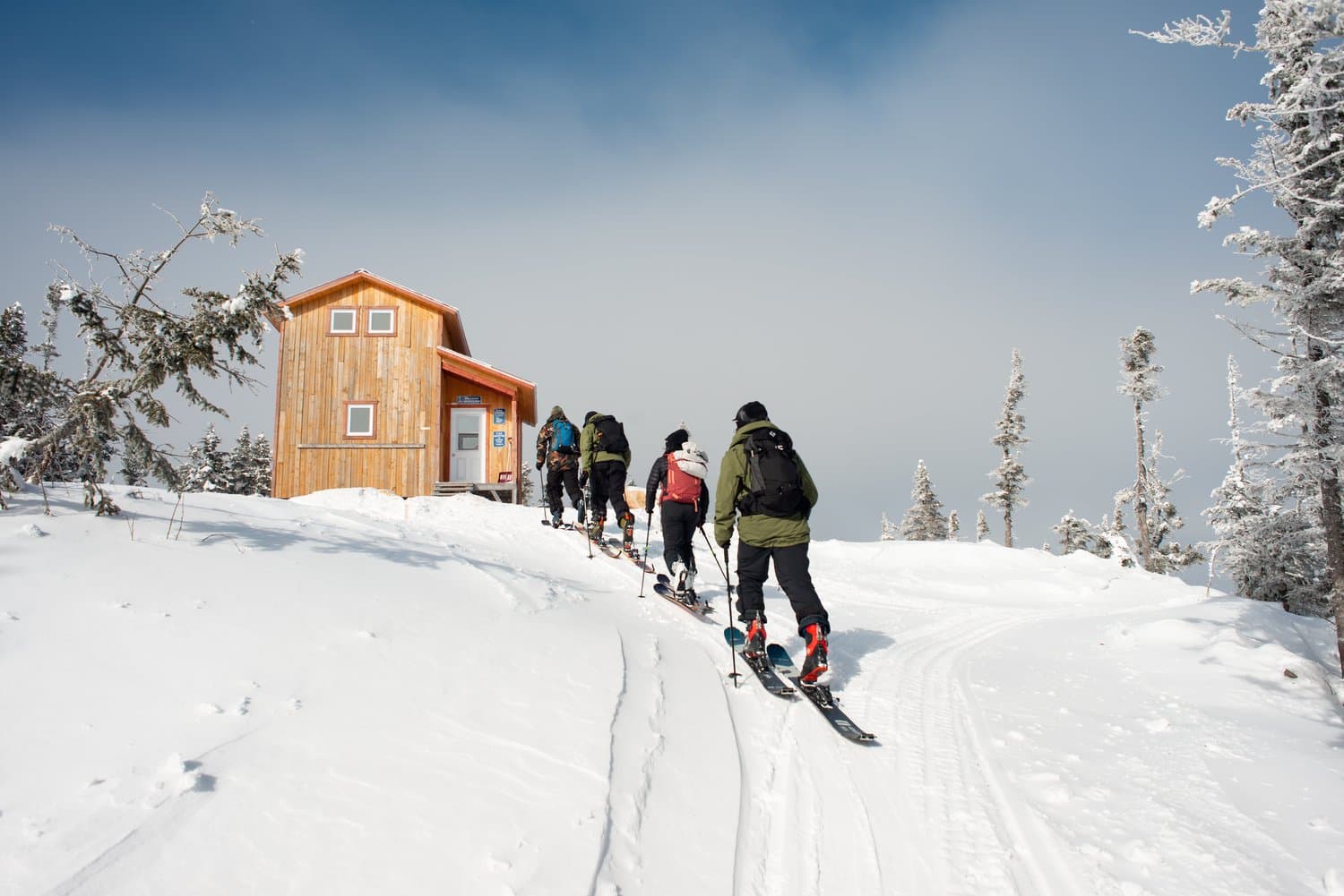 Arriving to a mountain refuge in the Haute Route