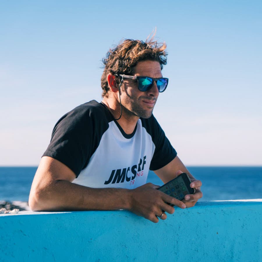 Jose Maria Cabrera on a surf training lesson in Lanzarote, Canarias